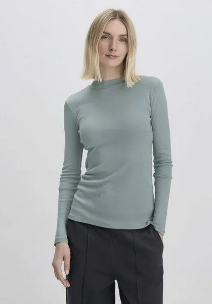 hessnatur hessnatur Softrib Langarmshirt Slim aus Bio-Baumwolle und TENCEL Modal, Gischtgrün, – Produktbild 1 von 4