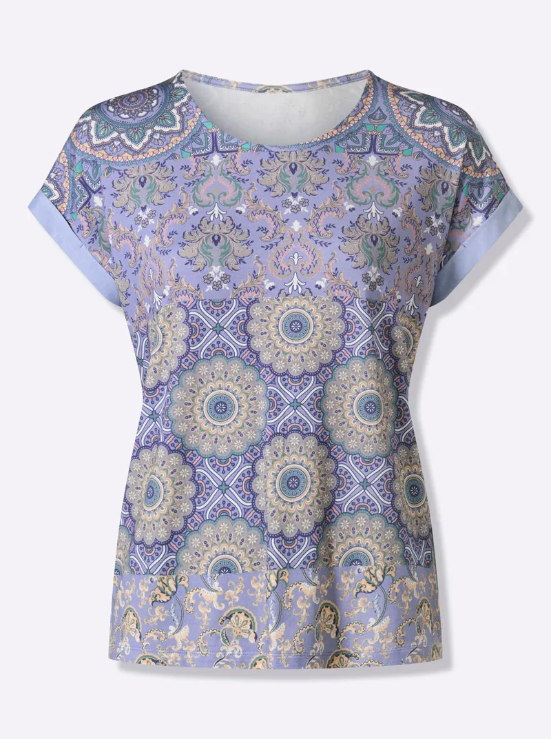 heine Kurzarmshirt bleu-salbei-bedruckt, Bleu-salbei-bedruckt, – Produktbild 1 von 2