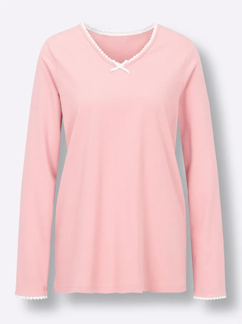 wäschepur Schlafanzug-Shirt hellrosé, Hellrosé, – Produktbild 1 von 2