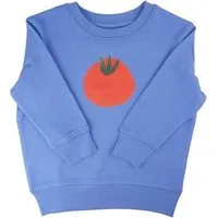 MelaDi Meladi Kinder Sweater aus Biobaumwolle - Tomate auf Aqua Blue, Natural white, – Produktbild 1 von 1
