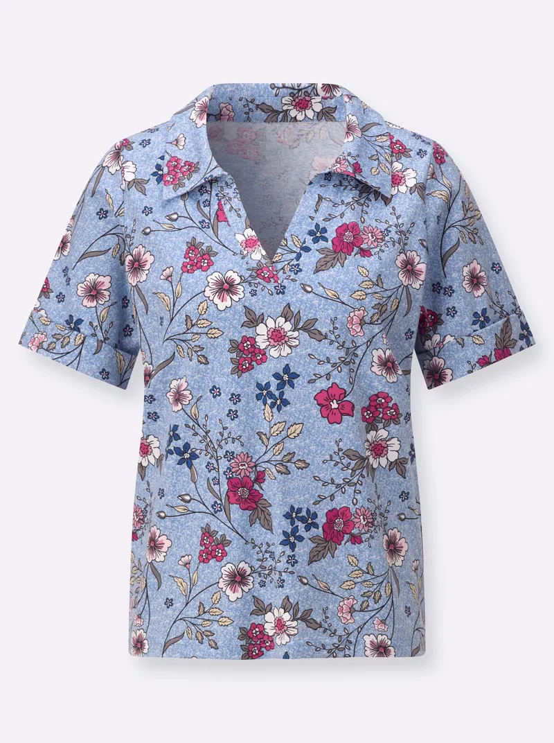 Witt Poloshirt bleu-fuchsia-bedruckt, Bleu-fuchsia-bedruckt, – Produktbild 2 von 2