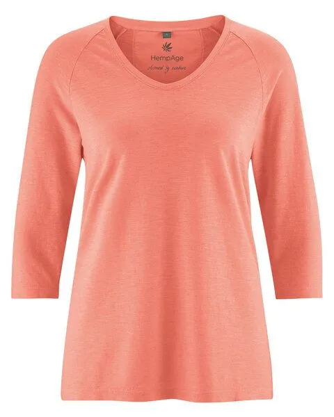 HempAge HempAge Raglanshirt mit 3/4-Arm Hanf/Biobaumwolle, Peach (orange), – Produktbild 1 von 4