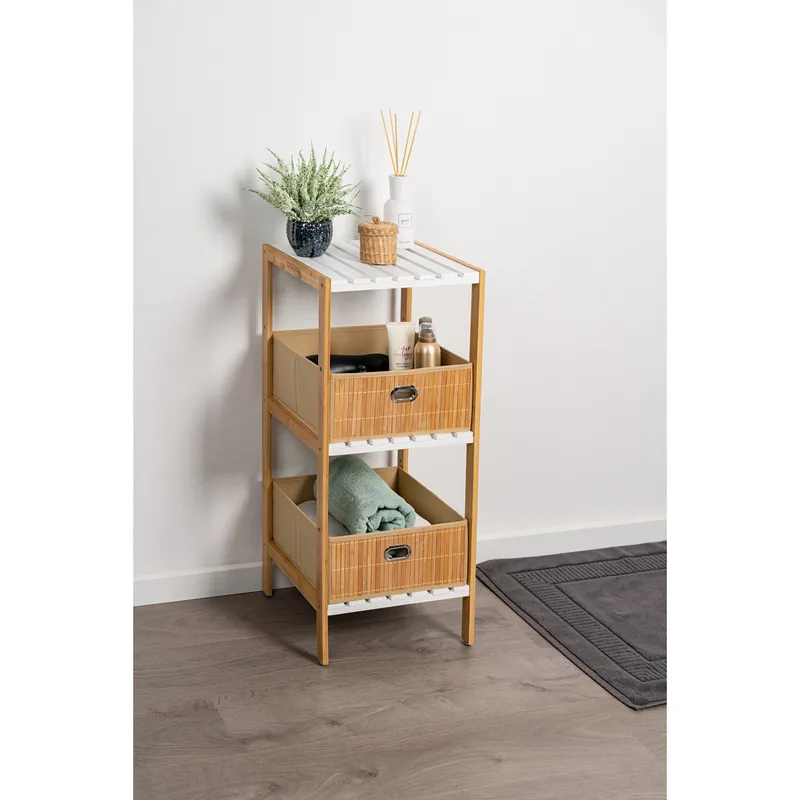 MODERNE HAUSFRAU MODERNE HAUSFRAU Bambusregal „Trend“, Braun | weiss, – Produktbild 3 von 4