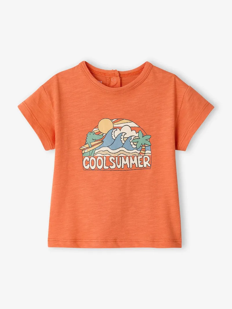 Vertbaudet T-Shirt Baby Jungen mit Print, Orange, – Produktbild 1 von 4