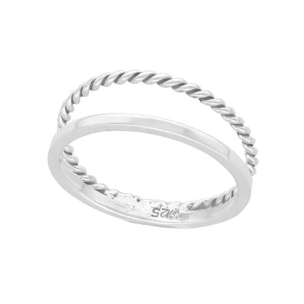 pakilia pakilia Silber Ring Kordel doppel gedreht Fair-Trade und handmade Große US 7 – Produktbild 3 von 4