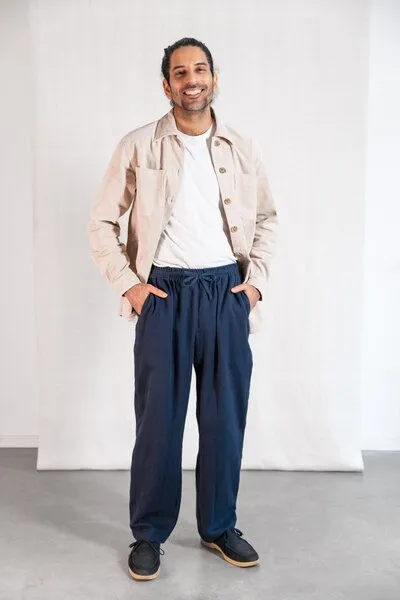 Jyoti - Fair Works Jyoti - Fair Works Bio-Baumwollflanell Hose Jhan, Grau-blau, – Produktbild 1 von 4
