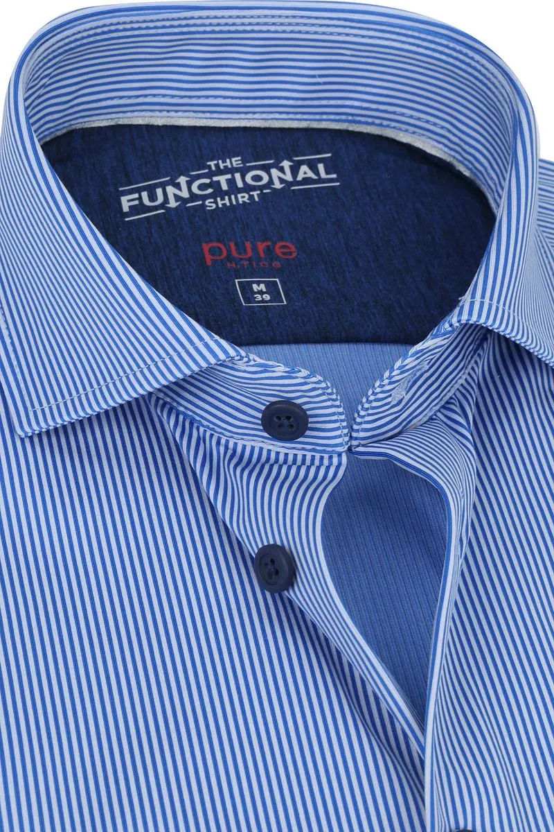 Pure Pure Functional Shirt Streifen Navy - Größe 42 (L), Blau, – Produktbild 1 von 3