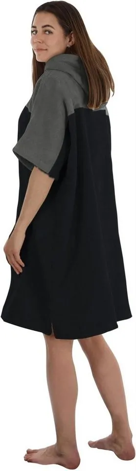 normani Badeponcho Damen Surfer Poncho Kuta, Bio-Baumwolle, Kapuze, Schlupf, Badeponcho aus 100 % saugstarker Bio-Baumwolle, Schwarz, – Produktbild 4 von 5