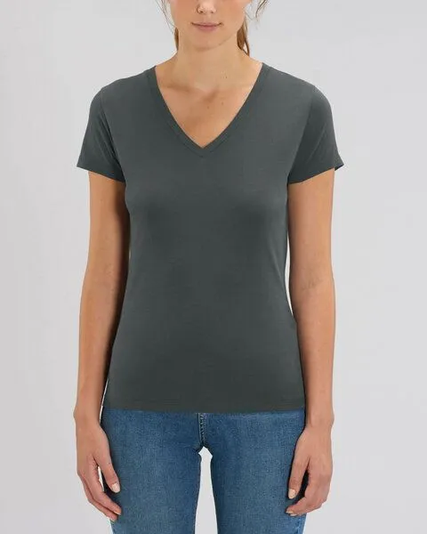Human Family Human Family Bio Damen T-Shirt mit V-Ausschnitt "Evolution - Geo Questionmark", Anthrazit, – Produktbild 2 von 3