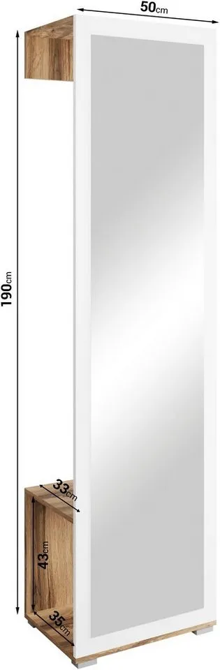 OTTO home Garderobenschrank Paris moderne Garderobenschrank 190cm, mit Kleiderstange und Frontspiegel, Braun, – Produktbild 4 von 7