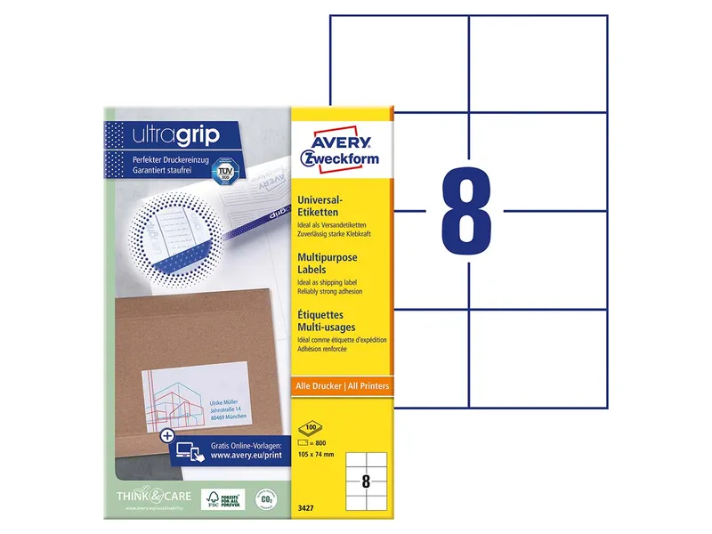 Avery Zweckform 800 Zweckform Etiketten 105 x 74 mm, A4 – Produktbild 2 von 3