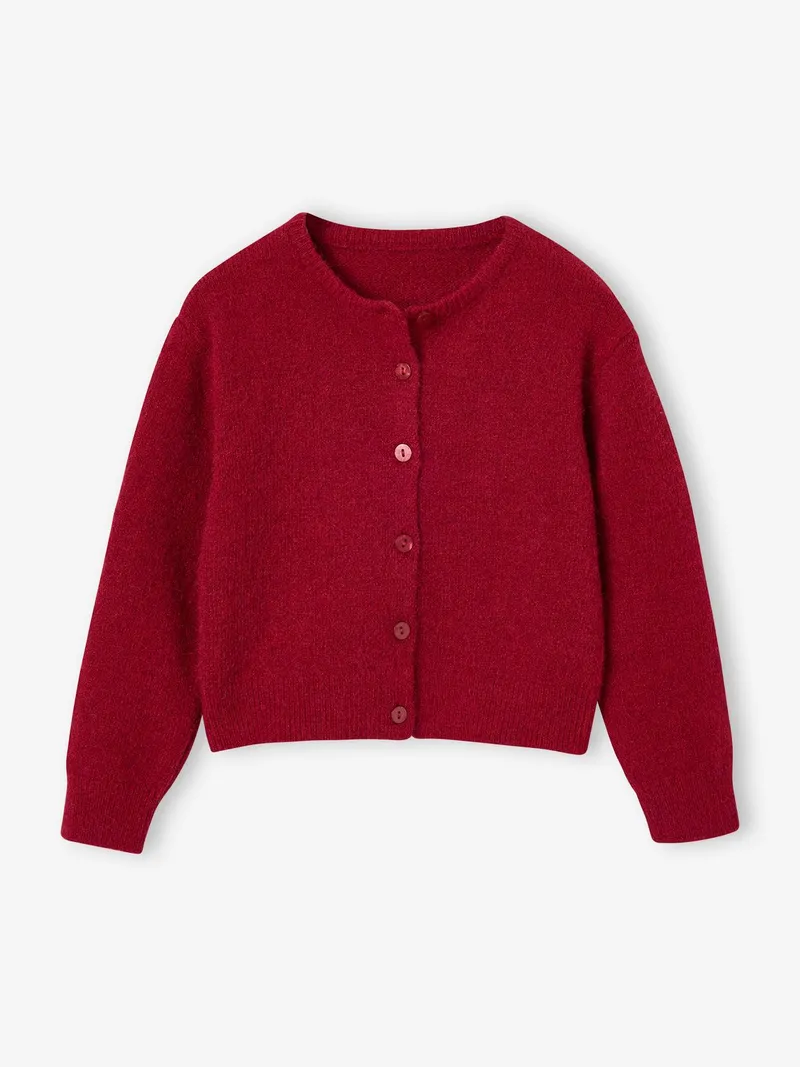 Vertbaudet Flauschige Strickjacke Mädchen, Bordeaux, – Produktbild 1 von 2