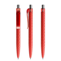 prodir prodir® Druckkugelschreiber QS01 PMT Push, blaue Mine, rot/silber poliert, Silber / rot, – Produktbild 1 von 1