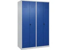 C+P C+P Schwarz-Weiß-Spind Classic PLUS, 4 Abteile, 1850x1200x500mm, Lichtgrau/Enzianblau – Produktbild 1 von 1
