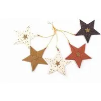 El Puente El Puente Deko-Anhänger "Sterne", 5er-Set | Fair Trade & Handmade aus Bangladesch, Mehrfarbig, – Produktbild 1 von 1