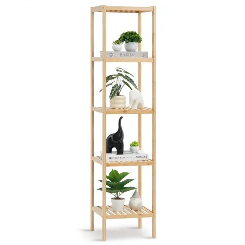 Vevor Vevor Eckregal 5 Ablagen aus Bambus, Aufbewahrungsregal Bücherregal freistehender multifunktionaler Blumenpflanzenständer Pflanzenregal ideal für Badezimmer Schlafzimmer Büro Pflanzenständer – Produktbild 1 von 1