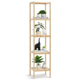 Vevor Vevor Eckregal 5 Ablagen aus Bambus, Aufbewahrungsregal Bücherregal freistehender multifunktionaler Blumenpflanzenständer Pflanzenregal ideal für Badezimmer Schlafzimmer Büro Pflanzenständer – Produktbild 1 von 1