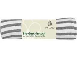 Memo memo Geschirrtuch aus Bio-BW, Fairtrade, 50x70 cm, anthra gestr., individuelleBanderole – Produktbild 1 von 1