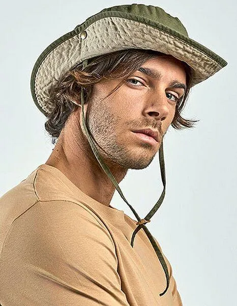 Atlantis Headwear Atlantis Headwear Safarihut Sonnenhut Wanderhut Trekkinghut Outdoor Hut aus recycelter und Bio-Baumwolle, Khaki, – Produktbild 4 von 4