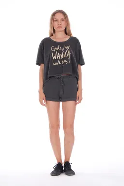 RAVENS VIEW IBIZA RAVENS VIEW IBIZA Damen vegan Mini Shorts Sunset Anthrazitgrau – Produktbild 1 von 1
