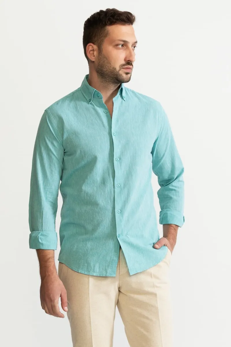 De IONESCU De IONESCU Herren vegan Shirt Godeanu, Teal, – Produktbild 2 von 2