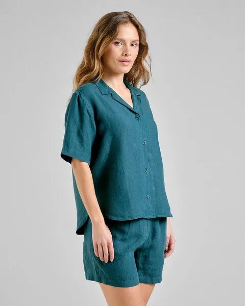 Dedicated DEDICATED Torup Linen Bluse aus Leinen, Mediterranea green (grün), – Produktbild 2 von 3