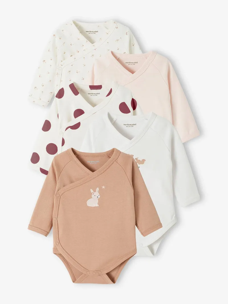 Vertbaudet 5er-Pack Baby Wickelbodys, Pudrig rosa, – Produktbild 1 von 4