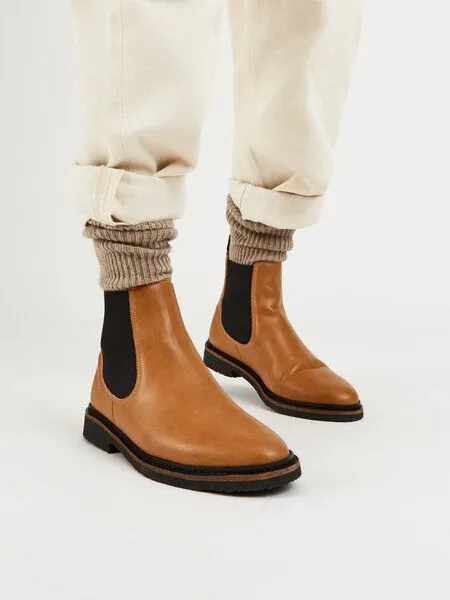 NINE TO FIVE NINE TO FIVE #clota - bequeme Pantolette aus recyceltem Canvas mit Naturlatex-Fussbett und Kork, Braun (cognac-micro), – Produktbild 1 von 3