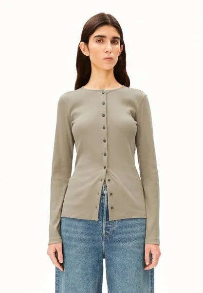 ARMEDANGELS ARMEDANGELS RIB BUTTON Damen Longsleeve aus Bio-Baumwoll Mix, Light sage, – Produktbild 1 von 5