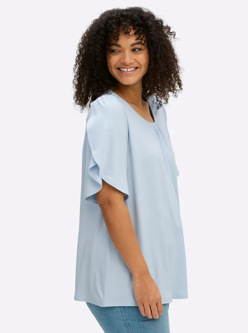 sheego Rundhalsshirt hellblau, Hellblau, – Produktbild 2 von 2