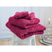 HANS NATUR Handtuch-Set Bio-Baumwolle Frottee 4-teilig Raute fliederbeere 2 Gästehandtücher, 1 Handtuch und 1 Badetuch – Produktbild 1 von 1