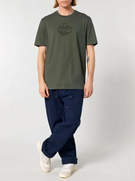Human Family Human Family Bio Unisex Rundhals T-Shirt "Mountain Silhouette", Khaki, – Produktbild 1 von 4