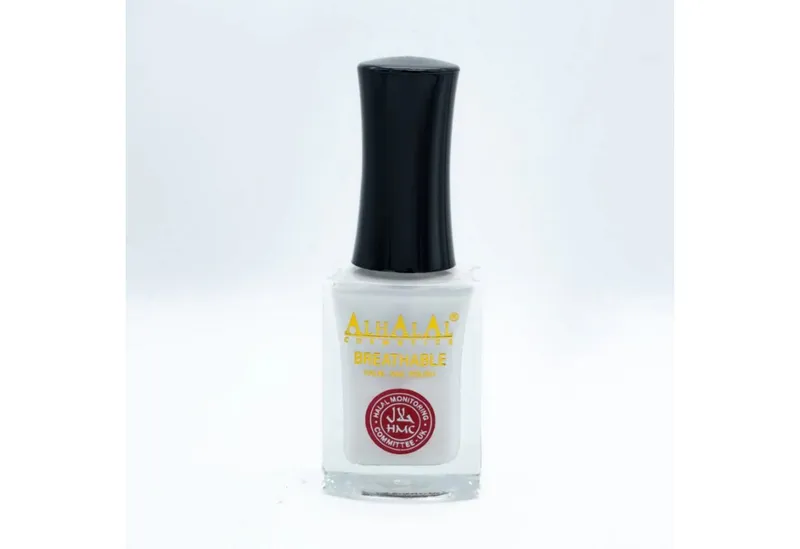 Alhalal Cosmetics Ltd. Nagellack Atmungsaktiver Halal Nagellack – alkoholfrei & wasserdurchlässig, Halal HMC-Zertifiziert,Vegan & alkoholfrei, Weiß, – Produktbild 1 von 5