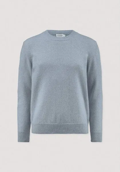 hessnatur hessnatur Strick Pullover Regular aus Bio-Merinowolle mit Bio-Baumwolle, Helles jeansblau, – Produktbild 5 von 5
