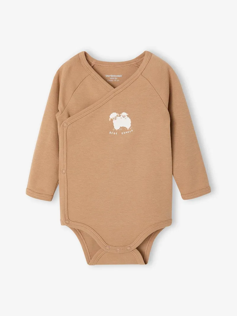 Vertbaudet 2er-Pack Baby Wickelbodys langarm cappuccino, Cappuccino, – Produktbild 2 von 3