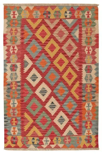 Rugtales Kelim Gashgai „Rugtales“ aus Schurwolle, Rosa, – Produktbild 3 von 4