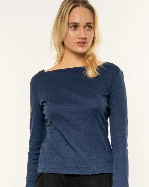 Alma & Lovis Alma & Lovis Softes Ringel-Langarmshirt aus Bio-Baumwolle | Melange Longsleeve, Twilight (blau), – Produktbild 1 von 4