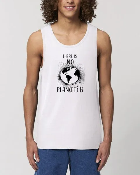 Human Family Human Family Herren Sommer Tanktop aus Bio Baumwolle "Wake - No Planet B", Weiss, – Produktbild 2 von 2