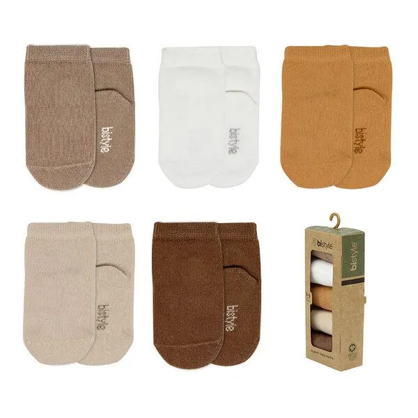 bistyle bistyle Baby-Socken Basic 5er-Pack – Kurzsocken, 0-6 Monate, zertifiziert, hoher Baumwollanteil, Beige mix, – Produktbild 1 von 3