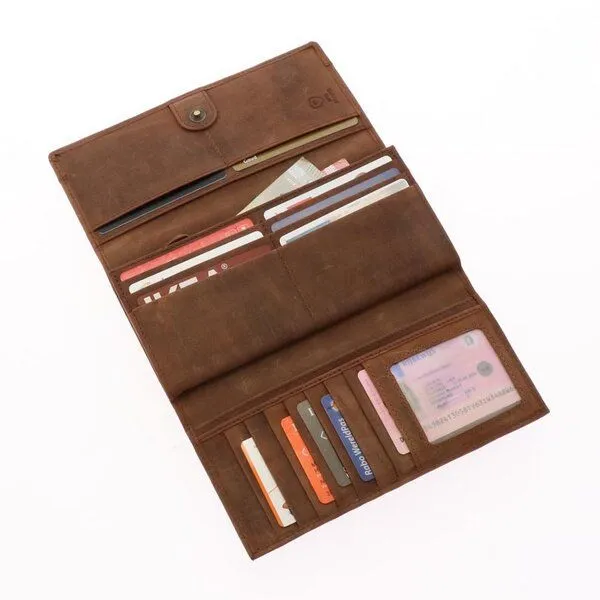 MoreThanHip MoreThanHip Damen RFID Portemonnaie Ökoleder - Derby, Mattbraun, – Produktbild 2 von 4