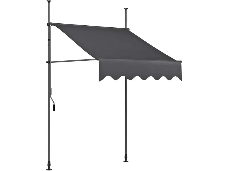 Klemmmarkise, Gestell aus Aluminium, Bezug Polyester B 200 x H 300 cm, Dunkelgrau, – Produktbild 1 von 1