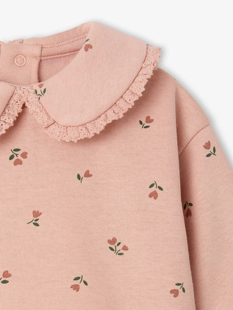Vertbaudet Sweatshirt mit Bubikragen Baby pudrig, Pudrig rosa, – Produktbild 3 von 4