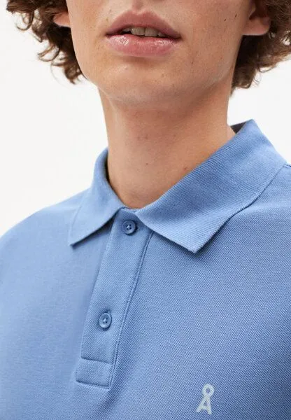 ARMEDANGELS ARMEDANGELS FAABAO - Herren Polo T-Shirt aus Bio-Baumwolle, Sky high, – Produktbild 3 von 4