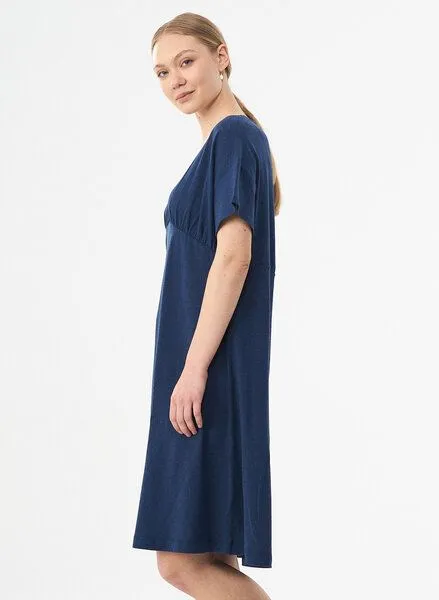 ORGANICATION ORGANICATION Jerseykleid aus Bio-Baumwolle und Leinen, Navy, – Produktbild 2 von 4