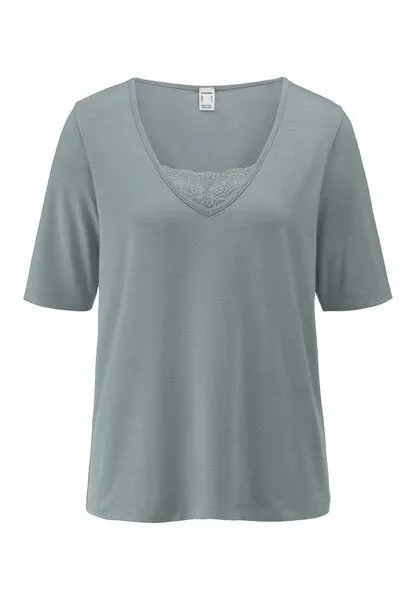 hessnatur hessnatur T-Shirt PURE SENSE LACE aus TENCEL Modal, Nebelblau, – Produktbild 3 von 4