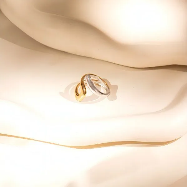 ELEKTROPULLI ELEKTROPULLI Größenverstellbarer Silber FLOOD Ring, Gold, – Produktbild 4 von 4