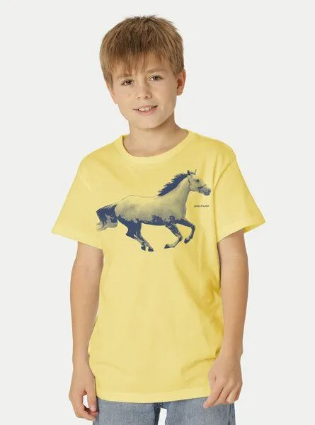 Peaces.bio - handbedruckte Biomode Peaces.bio - handbedruckte Biomode Bio-Kinder T-Shirt Horsepower, Hellgelb, – Produktbild 2 von 2