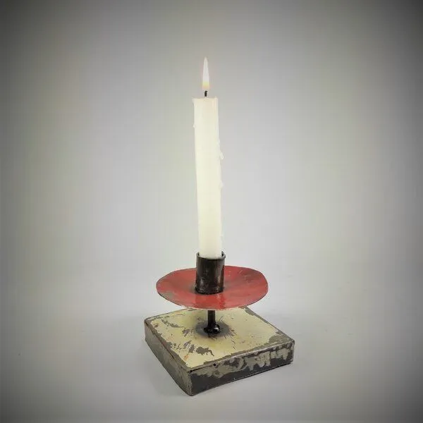 Moogoo Creative Africa Moogoo Creative Africa Kerzenständer aus recycelten Ölfässern | Industrial Design Upcycling Kerzenhalter, Rot-weiß, – Produktbild 1 von 3