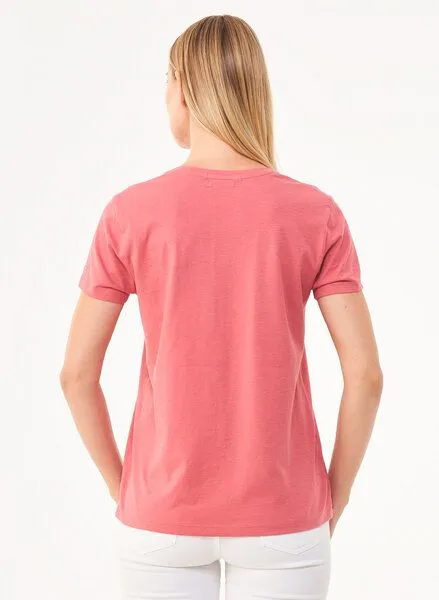 ORGANICATION ORGANICATION Damen Basic T-Shirt aus Bio-Baumwolle mit V-Ausschnitt, Rose(desert rose), – Produktbild 4 von 4