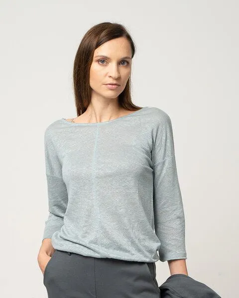 Alma & Lovis Alma & Lovis Sommer Leinenshirt aus Leinen-Jersey | Linen Pure, Mint, – Produktbild 3 von 4